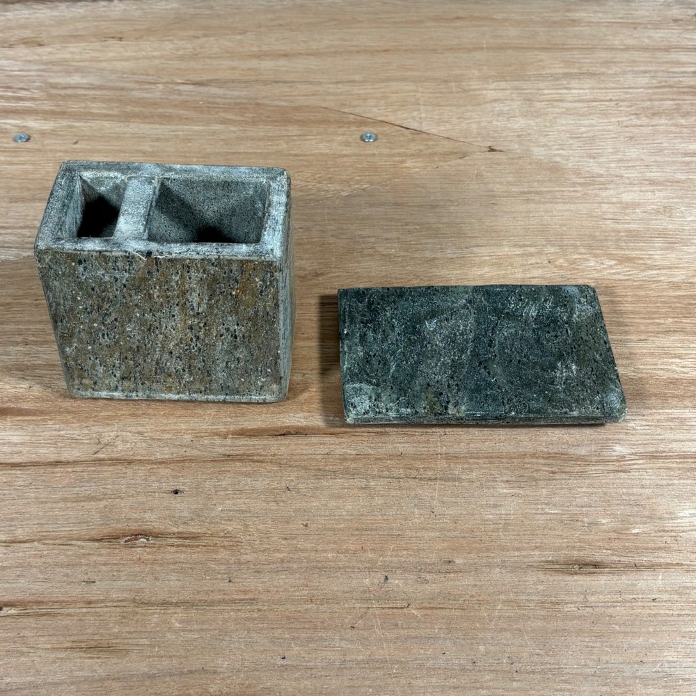 Threshold Slate Stone Toothbrush Holder and Soap Dish Set Grey Bathroom Decor